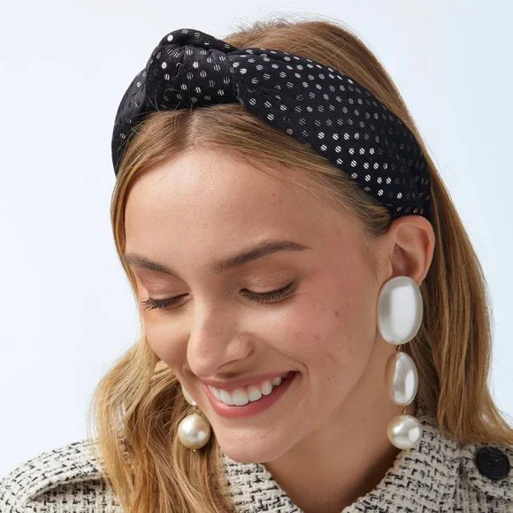 Lele Sadoughi Jet Dotted Velvet Knotted Headband - Picture 2 of 4